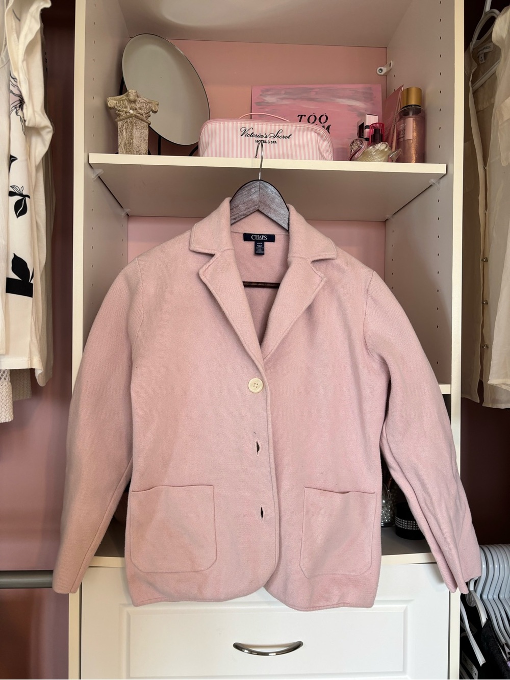Chaps Pink Single-Button Blazer Jacket